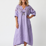 DELACROIX | Robe Midi Brodée à Poches Sandrine