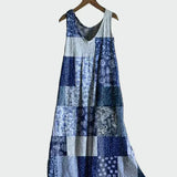 Plava haljina s patchwork uzorkom