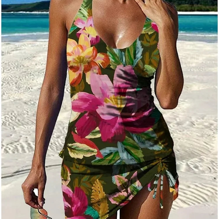 Filipa - cvjetni tankini s kratkim hlačama, efekt ravnog trbuha