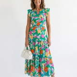 DELACROIX | Robe Midi Évasée à Imprimé Floral Lila
