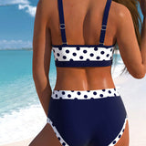 Elisabete - Visoki bikini na točkice s patchwork dizajnom
