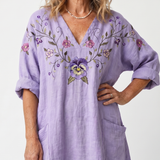 DELACROIX | Robe Midi Brodée à Poches Sandrine