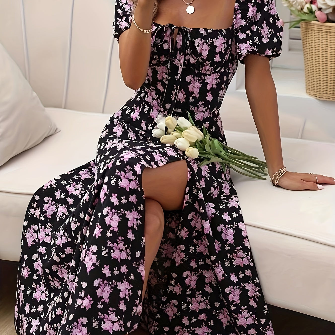 DELACROIX | Chloé elegantna haljina s cvjetnim uzorkom