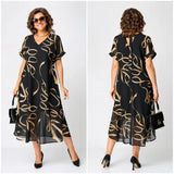 DELACROIX | Robe Midi Fluide À Motifs Dorés Amélie