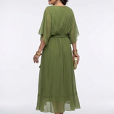 DELACROIX | Robe Midi Drapée à Encolure Elysia