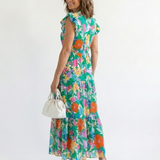 DELACROIX | Robe Midi Évasée à Imprimé Floral Lila
