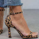 Júlia - Sandale s visokom petom s leopard uzorkom