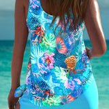 Mafalda - Tankini elegante com efeito de barriga lisa e calções combinados