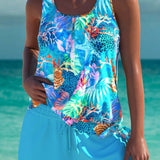 Mafalda - Tankini elegante com efeito de barriga lisa e calções combinados