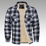Tiago - Casaco Trucker Riscas Fleece