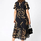 DELACROIX | Robe Midi Fluide À Motifs Dorés Amélie