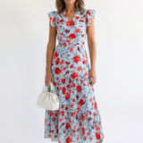 DELACROIX | Robe Midi Évasée à Imprimé Floral Lila