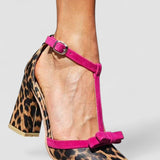 Leontina - Zelene sandale s leopard uzorkom i detaljem u boji