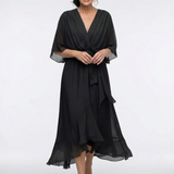 DELACROIX | Robe Midi Drapée à Encolure Elysia