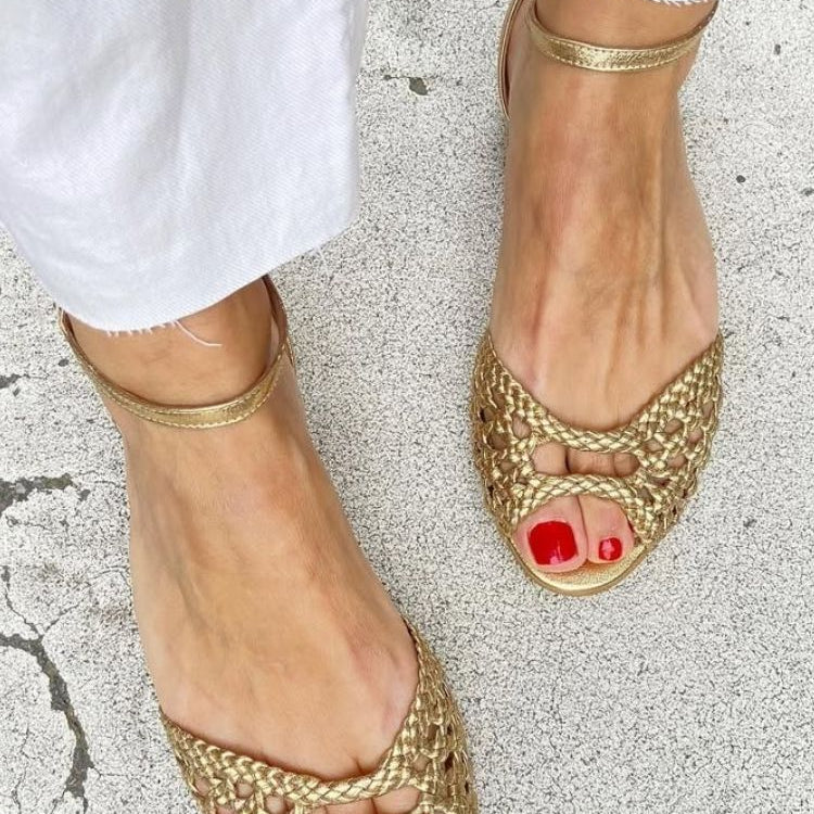 Isadora™ | Sandales Tressées Dorées