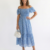 DELACROIX | Robe Midi Florale à Épaules Nues Odette