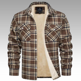 Tiago - Casaco Trucker Riscas Fleece