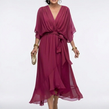 DELACROIX | Robe Midi Drapée à Encolure Elysia