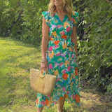 DELACROIX | Robe Midi Évasée à Imprimé Floral Lila
