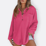 Inês - Blusa Túnica Leve Decote V com Botões