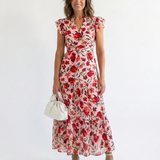 DELACROIX | Robe Midi Évasée à Imprimé Floral Lila