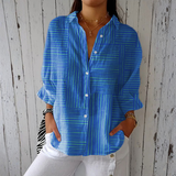 Clara - Moderna plava prugasta bluza
