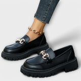 Lúcia - Mocassins de plataforma para mulher com fivela de fecho