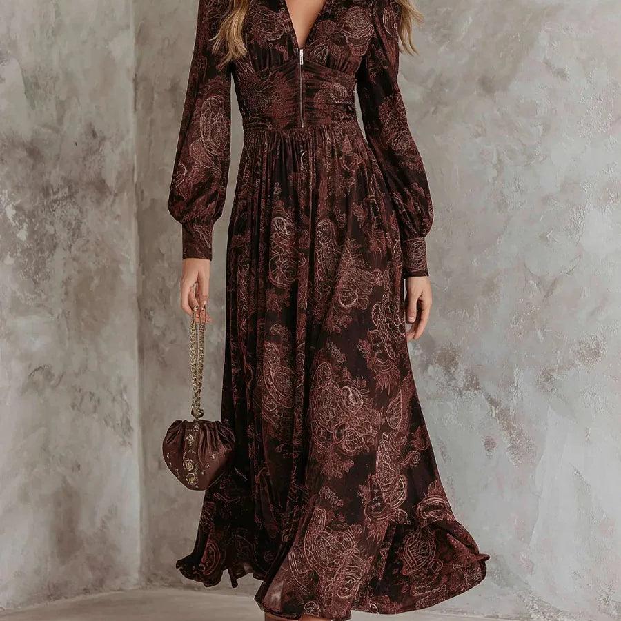 DELACROIX | ELEGANTNA DUGA HALJINA S VINTAGE UZORKOM