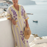DELACROIX | Robe Maxi Fleurie Rayée Aurelia