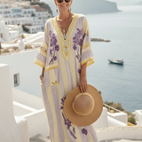 DELACROIX | Robe Maxi Fleurie Rayée Aurelia