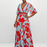 DELACROIX | Robe Maxi Fleurie à Manches Corinne