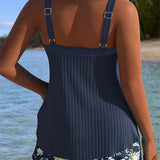 Serafina - Tankini às Riscas com Parte de Baixo de Biquíni em Duas Peças