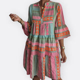 Madalena - Boho Slojevita Haljina Fluidnog Kroja